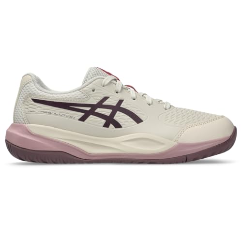 ASICS Kid's Gel-Resolution X GS Tennis Shoes, 4.5, Soft Oat/Dark Aubergine - image 9