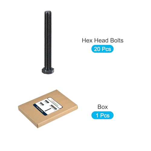 Image of METALLIXITY Hex Head Bolts (3 /8-16 x 3) 20Pcs, 304 Stainless Steel 18-8, Fully Threaded, External Hex Drive, Hex Head Screw Bolt, Black Oxide