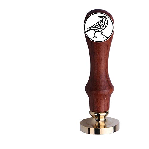 Kooer Crow Wax Seal Stamp Raven Sealing Wax Stamp Crow Wax Stamp Personalized Wedding Anniversary Invitation Seal Stamp (Style3-seal with Handle)