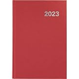 Grafoplás 70304151 Agenda 2023 - Jour Page - Espagnol - Rouge - Annuel - Couverture rigide et point de lecture | Série Bretagne - 14,5 x 21 cm