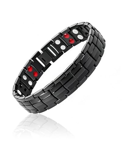 HUVZOR Pulsera Magnética Unisex, Ultrarresistente, Longitud Ajustable, Negro
