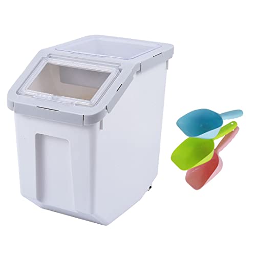 MXCELL Pet Grain Storage Barrels Sealed Bucket for Cat Dog Food Storage Boxes Pet Food Containers Interlayer Storage Feeder with Food Scoop and Measuring Cup, Gray MXCELL Pet Grain Storage Barrels Sealed Bucket for Cat Dog Food Storage Boxes Pet Food Containers Interlayer Storage Feeder with Food Scoop and Measuring Cup, Gray