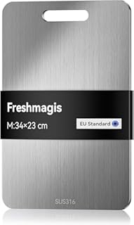 Tagliere in Acciaio Inox Alimentare, Rivestimento in Titanio, Antibatterico e Resistente, Ideale per Cucina Professionale e Domestica, Spianatoia in Acciaio (34x23 cm)