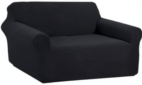 Miniatura 8 de U-NICE HOME Funda elástica para sofá biplaza, funda de sofá, protector de muebles para sofá de 2 plazas, apta para mascotas (sofá biplaza, negro)