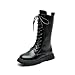 Girls Fashion Girls Boots Lace Up Combat Riding Booties Mid Calf Side Zipper PU Leather Shoes Punk Goth Boot 4-11 Years