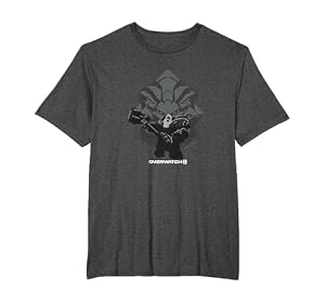 Overwatch 2 Powerful Strong Reinhardt Silhouette Chest Logo T-Shirt, Herren Große Größen, Anthrazit Meliert, 5X Tall