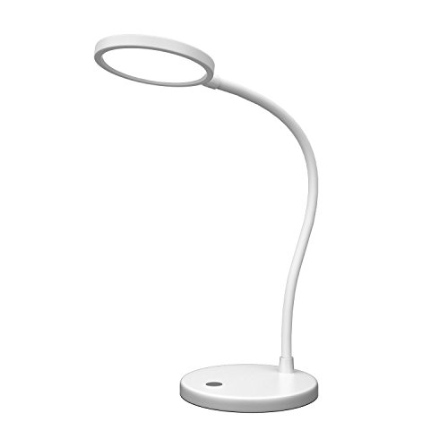 MoKo LED Desk Lamp, Portable Dimmable Reading Lamp with Built-in 1100mAh Rechargeable Battery, Flexible Goose Neck Touch Control Table Light with Stepless Brightness for Home Office - White