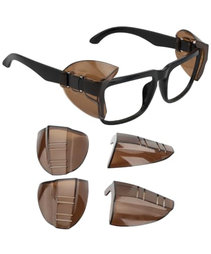 UNCO- Safety Side Shields for Glasses, 4 pcs, Brown