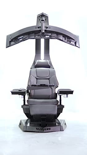 IMPERATOR WORKS Cluvens Manticore Zero Gravity Gaming Chair Cockpit Computer Workstation Leather seat with Memory Foam Cushion and Massage Black Support 3 Monitors