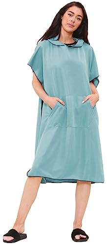 True Face Beach Changing Robe With Pocket & Hood Poncho Quick Dry For Unisex Adults Mens Womens To Change Wet Suit Surfing Swimming Lightweight Ponchos Turquoise