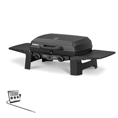 Enders Gasgrill Urban II inkl. Thermometer Tischgrill Grillen- Kochen- und Backen Funktion 2 Brenner Edelstahl Balkon- Camping-Grill Aluguss-Gehäuse Gusseisen-Rost