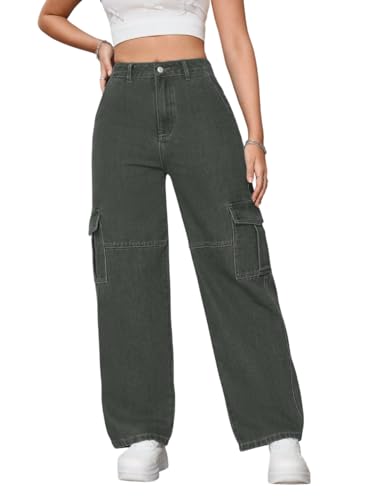 Image of Tagas Women Cargo Jeans | Women,s Cargos-Pants | (Women's) Denim Cargo's Pants || Cargo,s for Woman || Oversized-Jeans for Woman's || Loose Jeans Pant for Woman,s