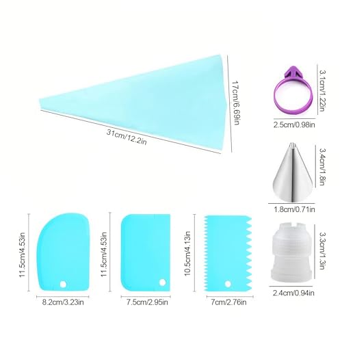 مجموعة أكياس ورؤوس تزيين الكيك مكونة من 15 قطعة من جودتول - ادوات تزيين الكيك مع كيسين للعجين و6 رؤوس تزيين و2 وصلة و3 مكشطة للكيك - مجموعة ادوات خبز للكيك والكب كيك والبسكويت