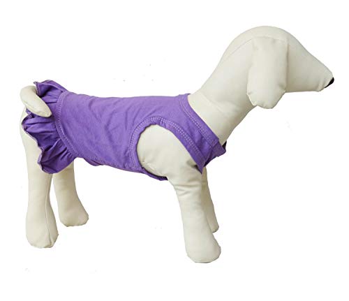 Pet Clothes Small Dog Clothing Blank Color Sport Dress T-Shirts Tee Dresses Tanks Top For Small Size Female Dogs Summer Spring Pet Costumes 100% Cotton (S, Purple) #TOP22