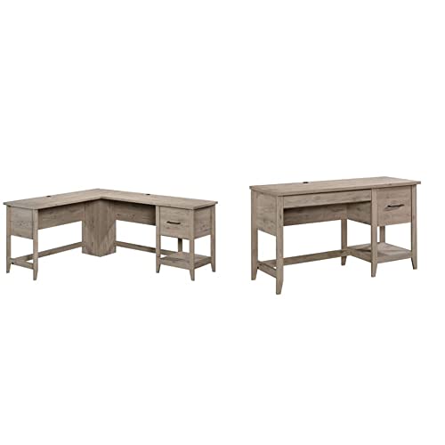 Sauder Summit Station L-Desk, L: 58.66" X W: 66.46" X H: 29.02", Laurel Oak Finish & Summit Station Desk, L: 52.09" X W: 19.29" X H: 29.02", Laurel Oak Finish #TOP5