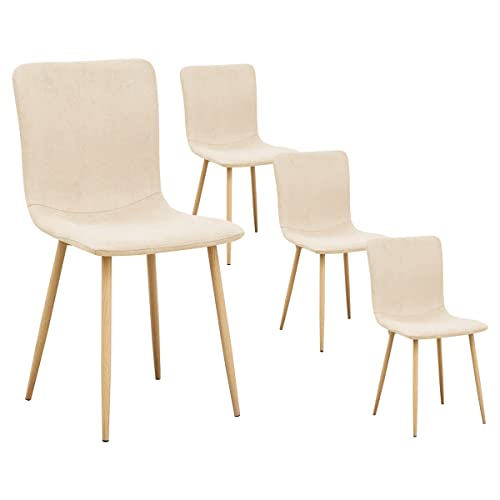 FurnitureR Lot de 4 chaises de Salle à Manger scandinaves en Tissu Beige pour Salle à Manger, réception, Bureau à Domicile, Beige