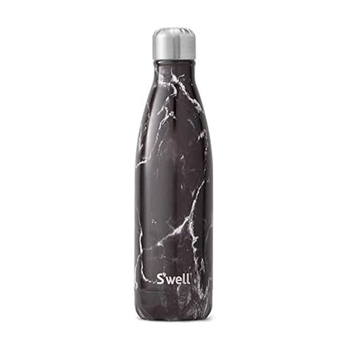 S'well Stainless Steel Water Bottle - 17 Fl Oz - Black Marble - Triple-Layered Vacuum-Insulated Containers Keeps Drinks Cold for 41 Hours and Hot for 18 - with No Condensation - BPA Free Water Bottle