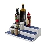 Copco 5224646 Non-Skid 3-Tier Spice Pantry Kitchen Cabinet Organizer, 15-Inch, White/Blue