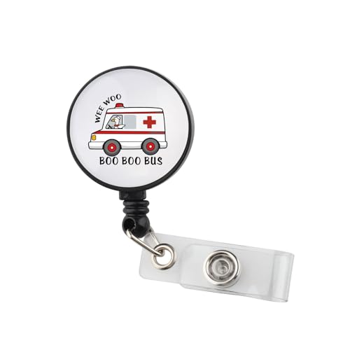 Wee Woo Boo Boo Bus Retractable Badge Reel ID Badge Holder EMT Doctor Gift EMT Gifts Ambulance Paramedic Gifts (Boo Bus BR3)