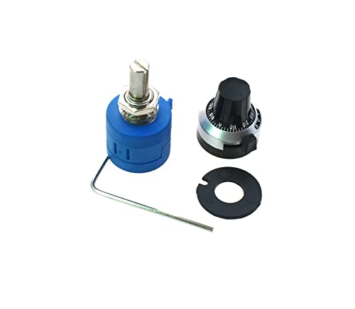 Reland Sun 3590S-2 3590S Series Precision Multiturn Potentiometer 10 Ring Resistor+1PCS Turns Counting Dial Rotary 6.35mm Knob (50K Ohm)