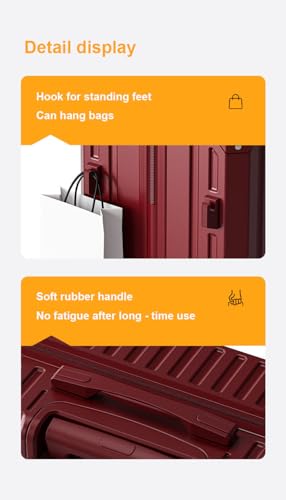 Premium 20-Inch Hard Shell Luggage with 360° Wheels, Built-in Combination Lock, Soft Rubber Handle, Standing Feet Hook, Smooth Travel Suitcase – Ideal for Carry-On (pink)3