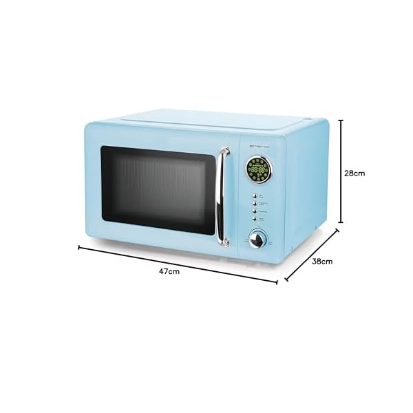 Blaue Mikrowelle 700 Watt Mikrowelle 20 Liter Garraum Drehteller Retro Design Emerio MW-112141.2 baby-blau Mikrowellen-Gerät hell-blau – Bild 8