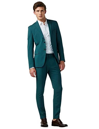 Men's Two Buttons Suit Notch Lapel Jacket Tuxedos Pants 2Pcs Set for Business Casual