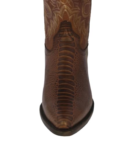 Texas Legacy Mens Brown Western Leather Cowboy Boots Ostrich Leg Print J Toe4