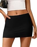 DLOODA Mini Skirts for Women, Micro Skorts with Shorts Underneath Stretchy Going Out Casual Wear Black