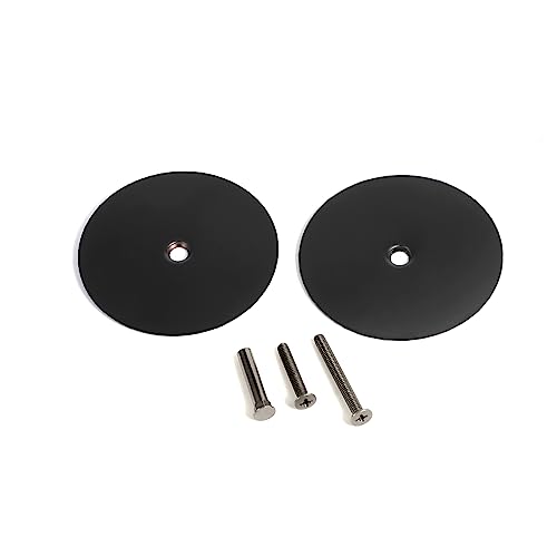 NAUBEA 2 Set Door Knob/Door Handle Hole Cover Plate, Deadbolt Cover Plate Matte Black, 2 5/8" Diameter Round, Door Hole Filler Plate, 1" and 1.5" Screws, Repair Locks and Doors Hole for Home Security