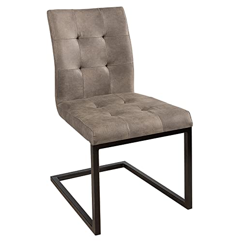 invicta INTERIOR riess-Ambiente.de Design Freischwinger Stuhl Oxford antik Taupe Eisengestell | eleganter Esszimmerstuhl oder Konferenzstuhl