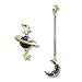 Elensan Stars and Moon Asymmetrical Dangle Stud Earrings with Clear Crystal for Woman Girls
