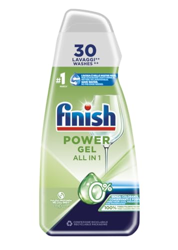Finish Powergel Detersivo Lavastoviglie 0%, Gel Lavastoviglie, 30 Lavaggi di