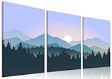 Dytila Framed Sunset Forest Wall Art Set of 3, Blue Fog Mountain Pictures Wall Decor Nature Paintings Abstract Mountain Canvas Prints, Sunrise Artwork for Living Room Office Hallway 12x16 in