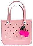QTMY Cute Hot Pink Cherry Charms for Bogg Bag Accessories Rubber Beach Bag, Boho Purse Charms,52