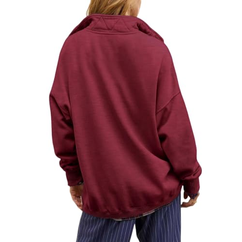 Sweatshirt for Women Fleece Mock Neck Button Oversized Pullover Tops - image 5