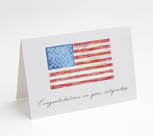 M Market On Mainstreet Citizenship Congratulations Card, Hand Drawn American Flag Art...