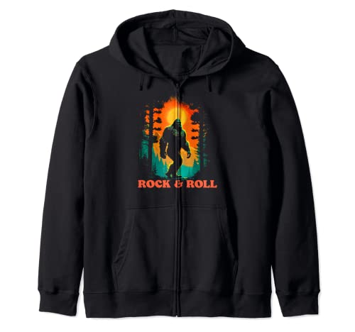 Rock & Roll Funny Bigfoot Hiking Sasquatch Retro Sunset Kapuzenjacke