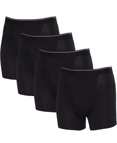 Kirkland Signature Men's Boxer Brief Pima Cotton 4 Pack (Large, Black)
