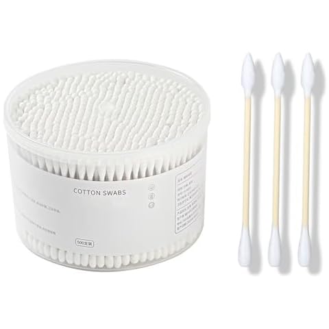 Organic Cotton Swabs with Thick Bamboo Sticks 500 Pcs of Pack, 3 Inch, qtips Cotton Swabs Pure Natural Bamboo Biodegradable, Single Head and Pointed, q tips, Makeup and Daily Use Cover
