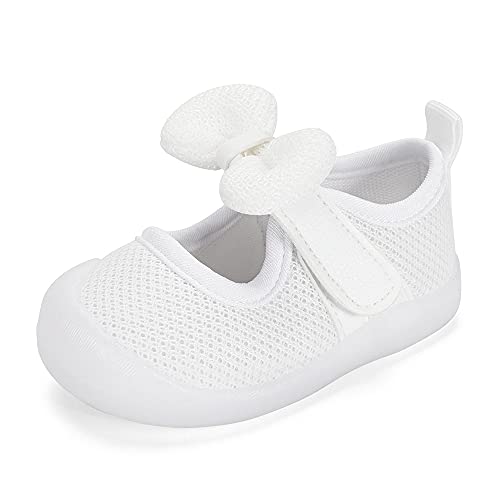 MASOCIO Baby Shoes Gilrs First Walking Toddler Girl Mary Jane Pre Walker Trainers Infant Size 5.5 UK Child White