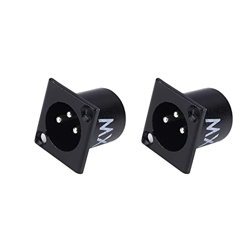 Image of MX 3 Pin XLR connector Microphone Connector pin Pure Copper Nickel Plated Pins1 for High Conductivity microphone cable connector PERENT (3 PIN PANEL MOUNTING BLACK COATED, Pack of 2, Male Connector)