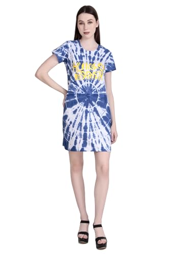 Image of Stories.Label Women Cotton Long T-Shirt Dress in Knee Length with Side Pockets Include Plus Sizes (Size S -5XL)