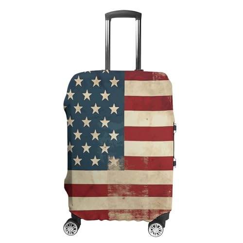 Vintage American USA Flag Printed Luggage Cover Protector, Fits 18-32 Inch Luggage