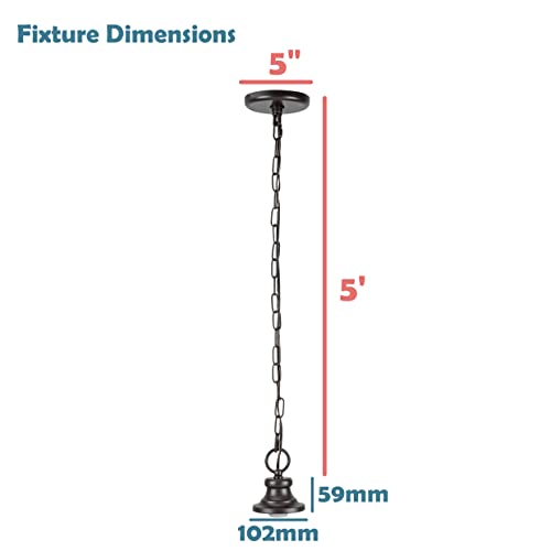 Image of Aspen Creative 21048-11, Indoor Pendant Light Kit, 6' SPT-1 Black Wire / 5' Steel Chain. Socket Cup: 4 inch W x 2-3 /8 inch H /Pendant Shade. Oil Rubbed Bronze. 1 Pack
