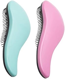 WYNK Detangler Brush - 2-Piece Value Set - Wet Detangling Hair Brush,Professional No Pain Detangler for Women,Men,Kids (2 Pack, Green&Pink)