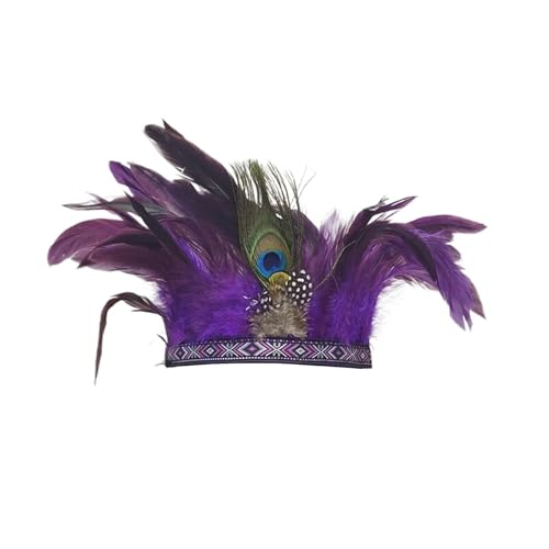 KANLVU Indio Tocado De Plumas Accesorios De Corista Carnaval Escenario Pasarela Actuación Atrezo Tocado De Flapper para Bodas Temáticas, Fiesta De Nochevieja, Baile De Charleston(Adults,J)