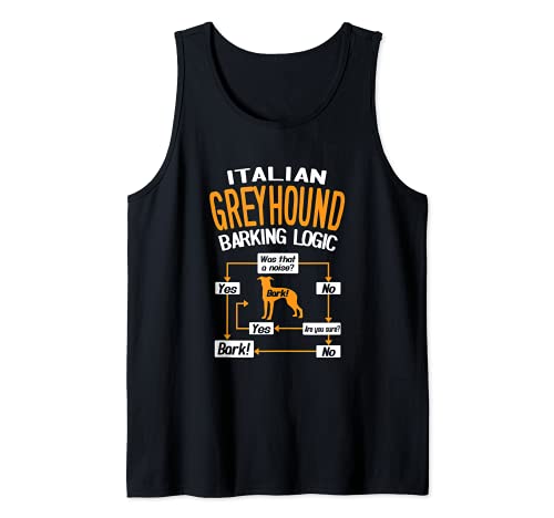 Italian Greyhound Barking Logic Dog Lover Tank Top, Black, S