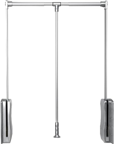 Adjustable Heavy Duty Wardrobe Lifter - Pull Down Closet Rod, Soft Return Clothing Organizer, Versatile Adjustable Width Clothes Rack for Easy Hanging