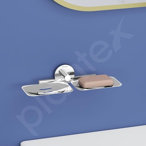 Image of Plantex Smero Pure Brass Dual Soap Holder for Bathroom and Kitchen /Soap Stand /Soap Case /Soap Dish /Bathroom Accessories - Circle(Chorme)